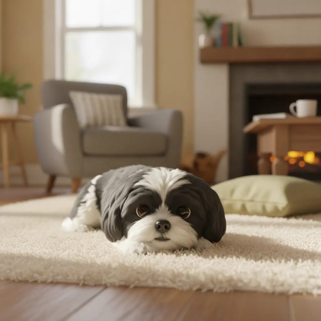 photo of a dog looking up at its person with a soft relaxed face