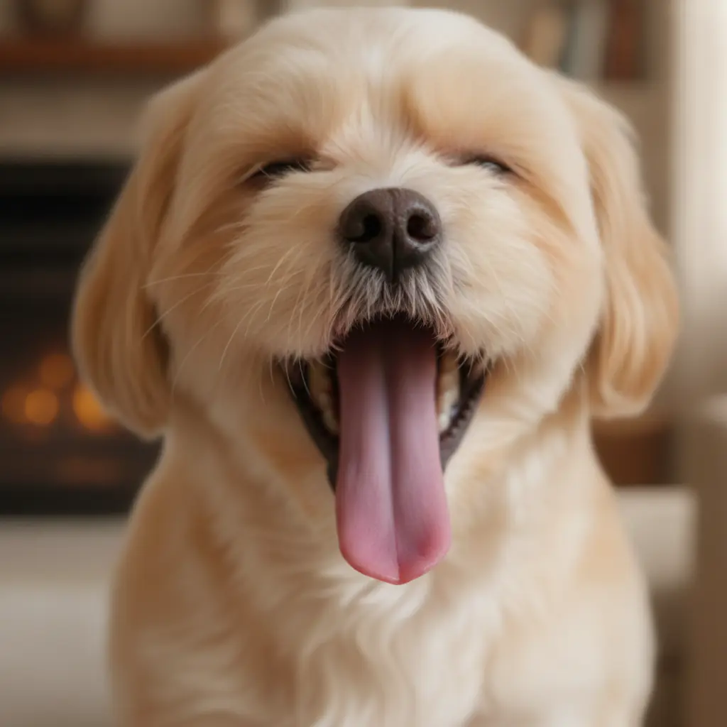 photo sequence of a dog doing a quick tongue flick over the nose